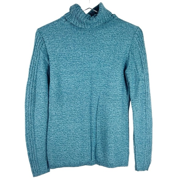 SUNDANCE Teal Cable Knit Turtleneck Sweater - Picture 5 of 5